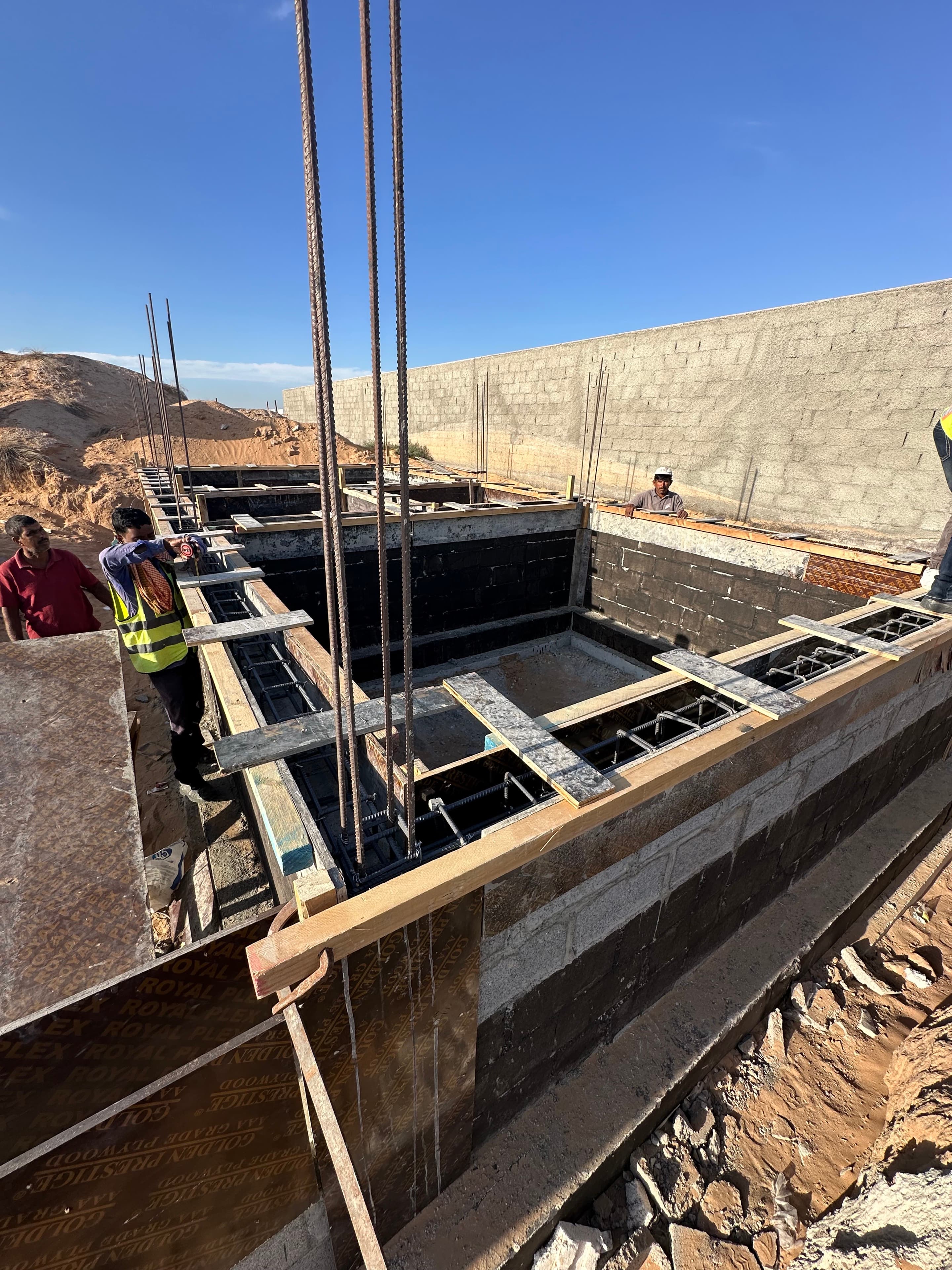 Owner-supplied detail photograph of reinforcement and foundation formwork
